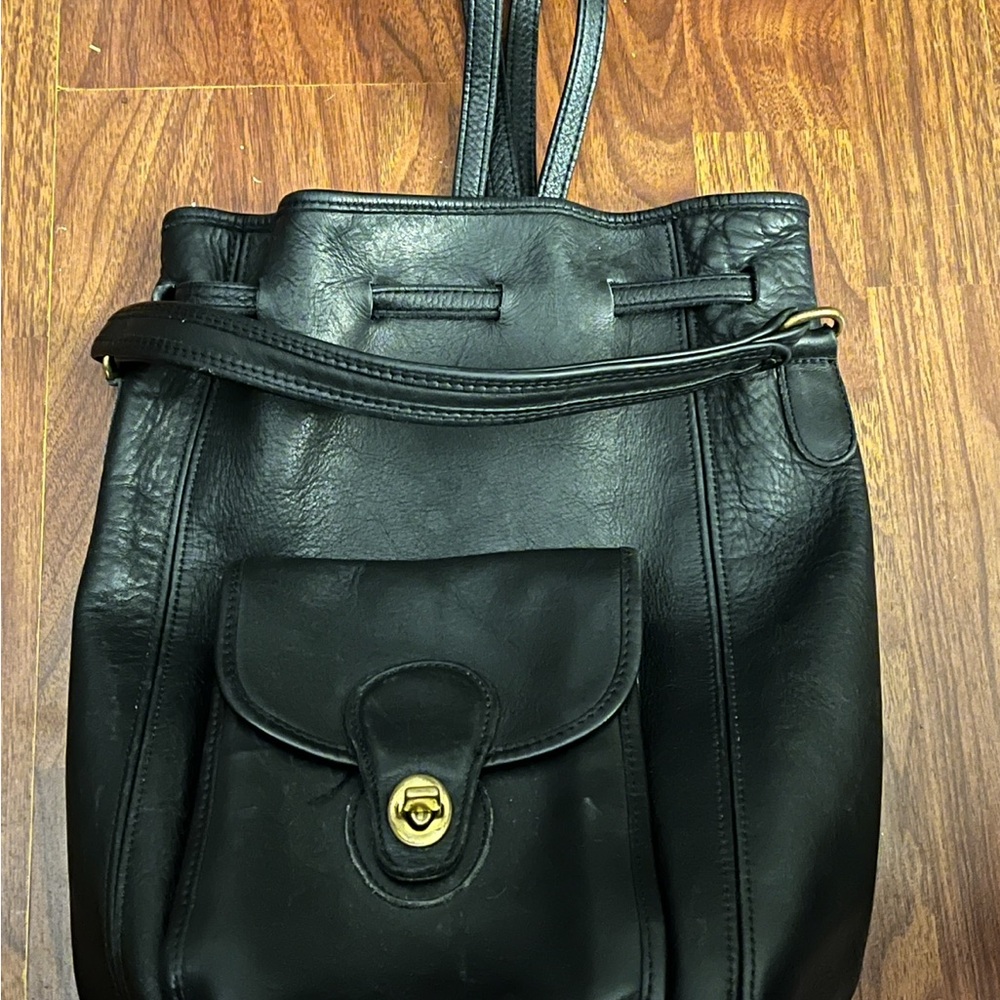 Coach Elegant Black Leather Backpack - Picture 9 of 15